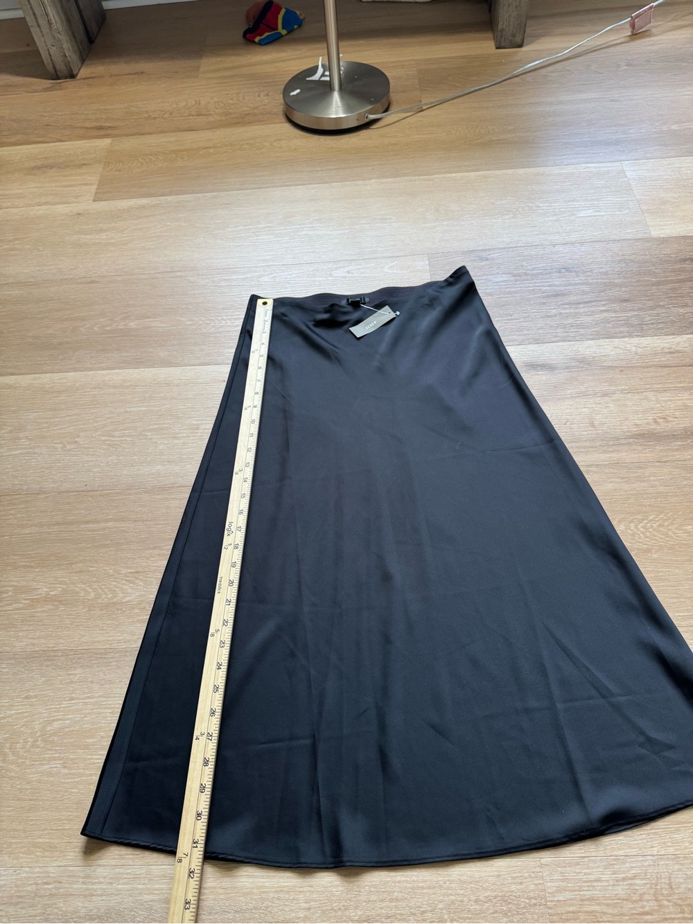 J. Crew Black Satin Bias-Cut Midi Skirt - Picture 6 of 9